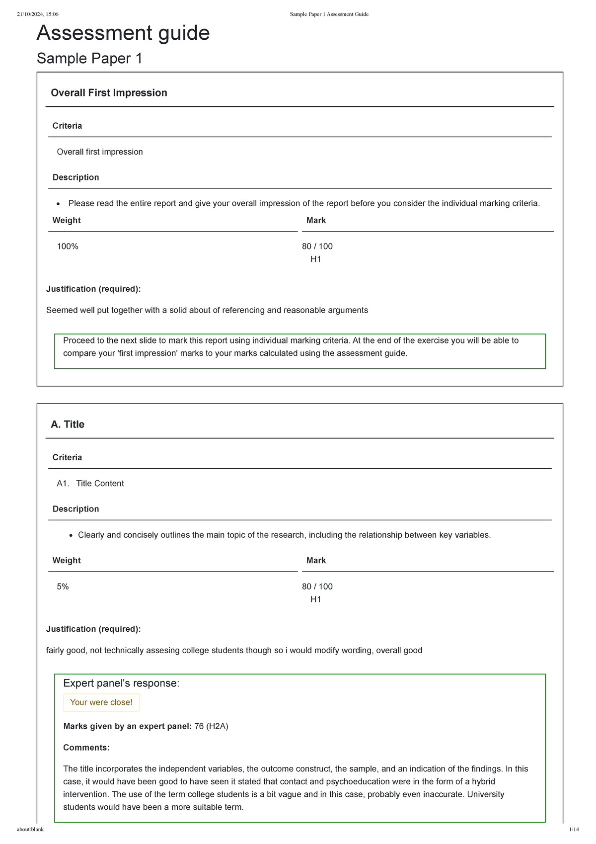 Sample Paper 1 Assessment Guide - Assessment guide Sample Paper 1 ...