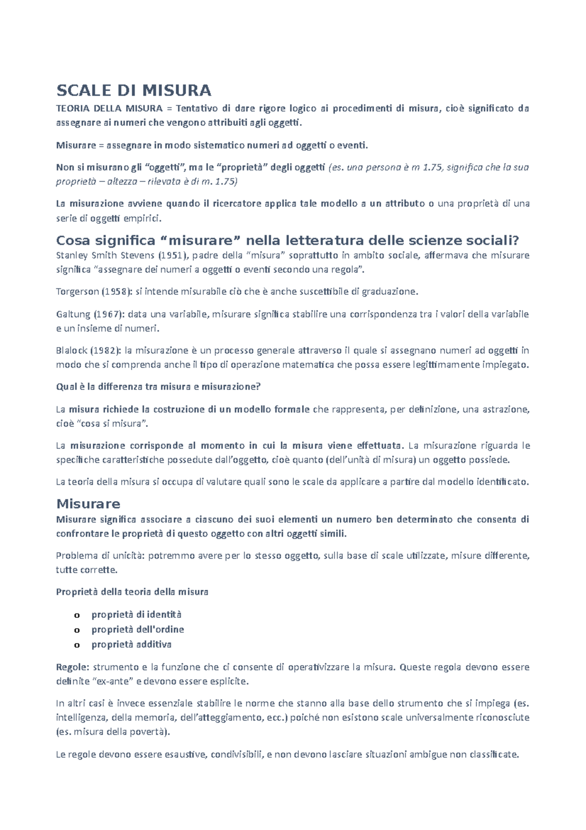 Scale di misura - SCALE DI MISURA TEORIA DELLA MISURA = Tentativo di ...