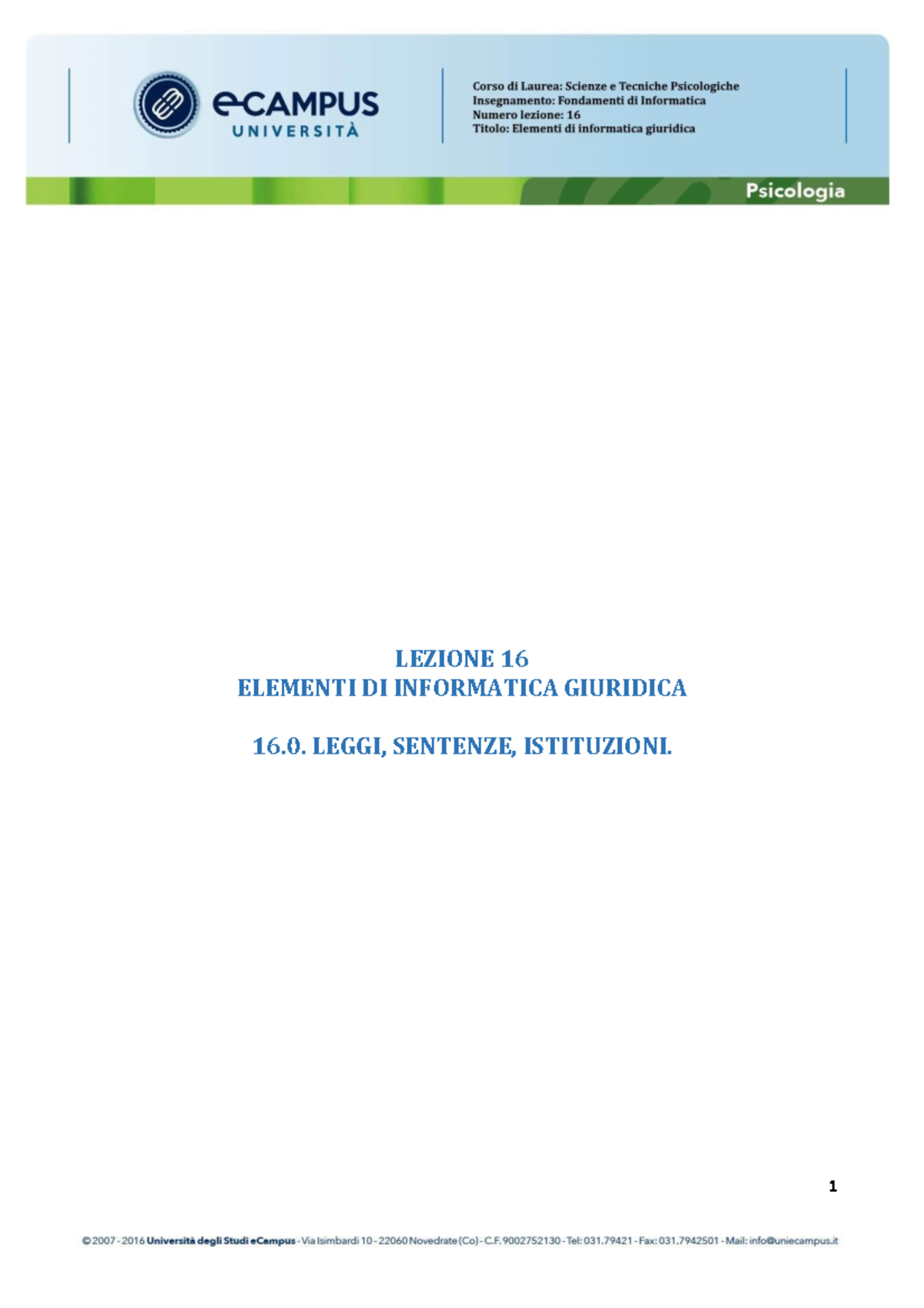 STPS10 0095a 16 - lezione molto importante - LEZIONE 16 ELEMENTI DI ...