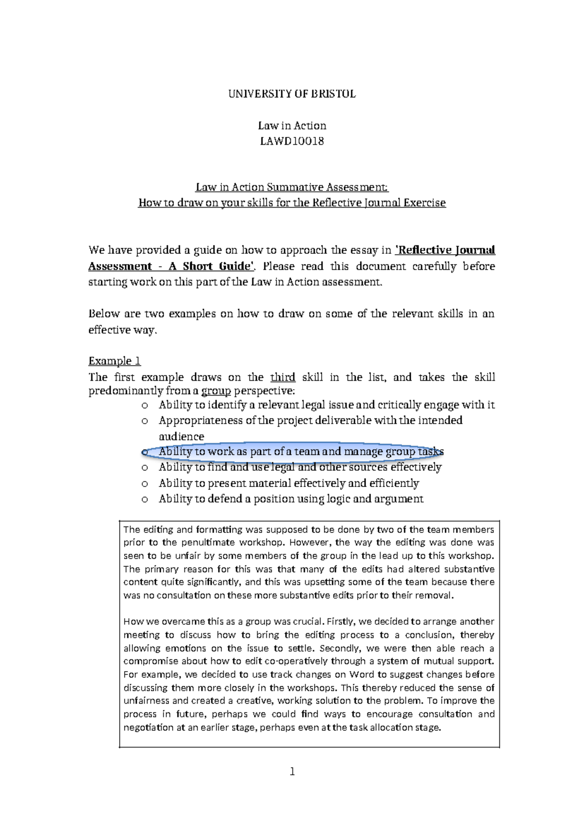 Reflective Journal Assessment 2024 - Two Examples - UNIVERSITY OF ...