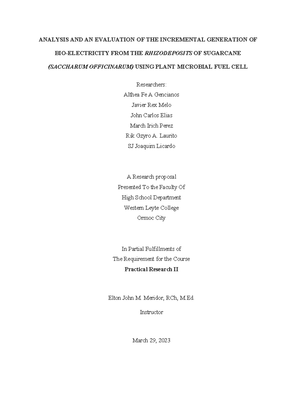 Analysis AND AN Evaluation OF THE Incremental Generation OF BIO FR ...