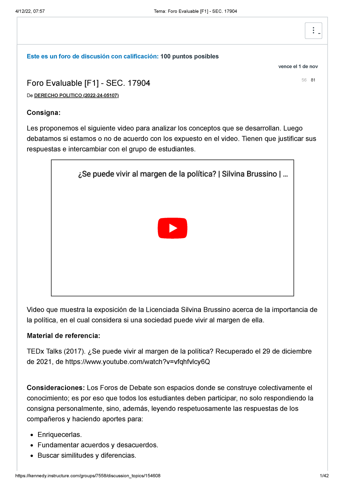 Tema Foro Evaluable [F1] - SEC. 17904 - Este Es Un Foro De Discusión ...