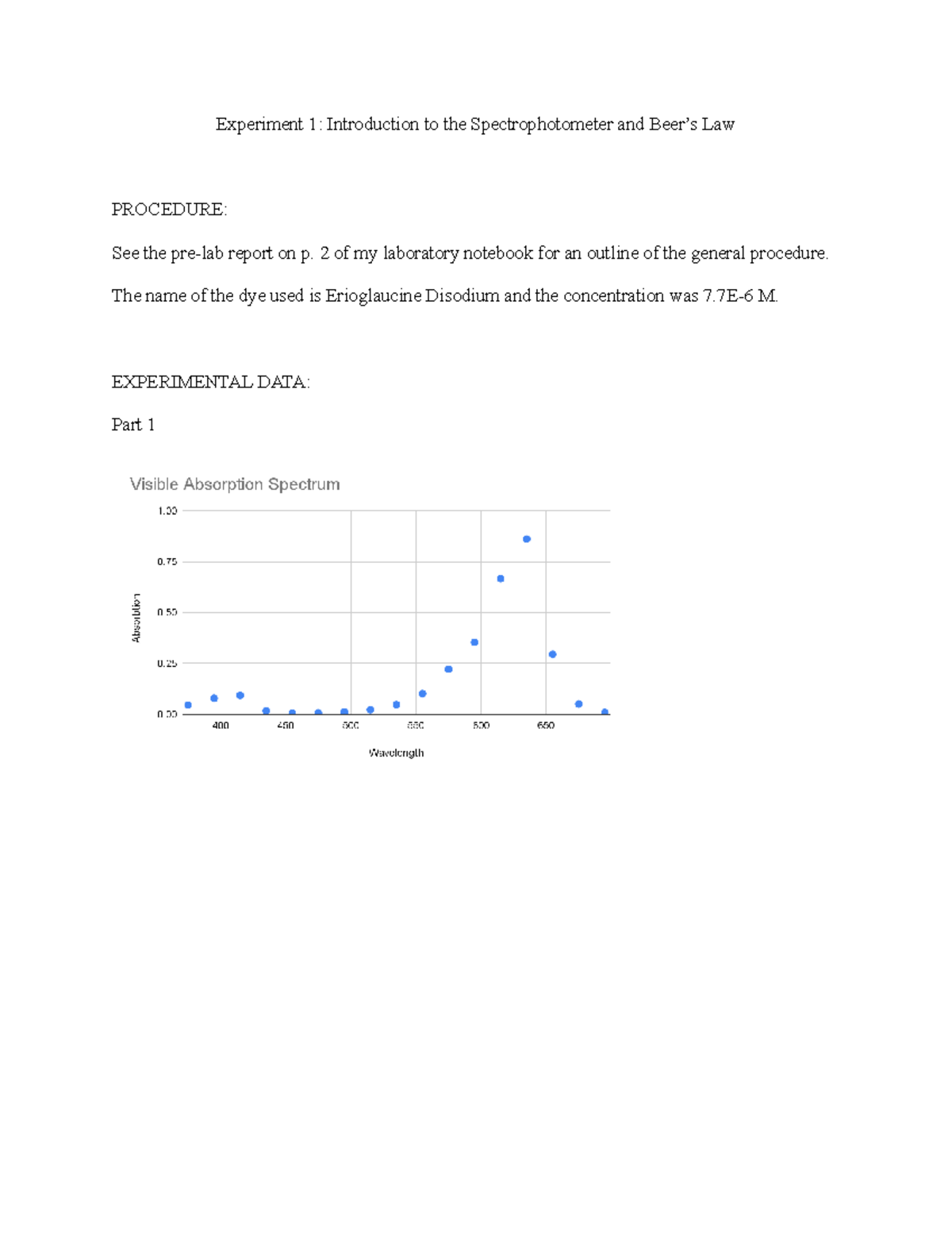 Exp. 1 exp 1 Chem 201 Experiment 1 Introduction to the