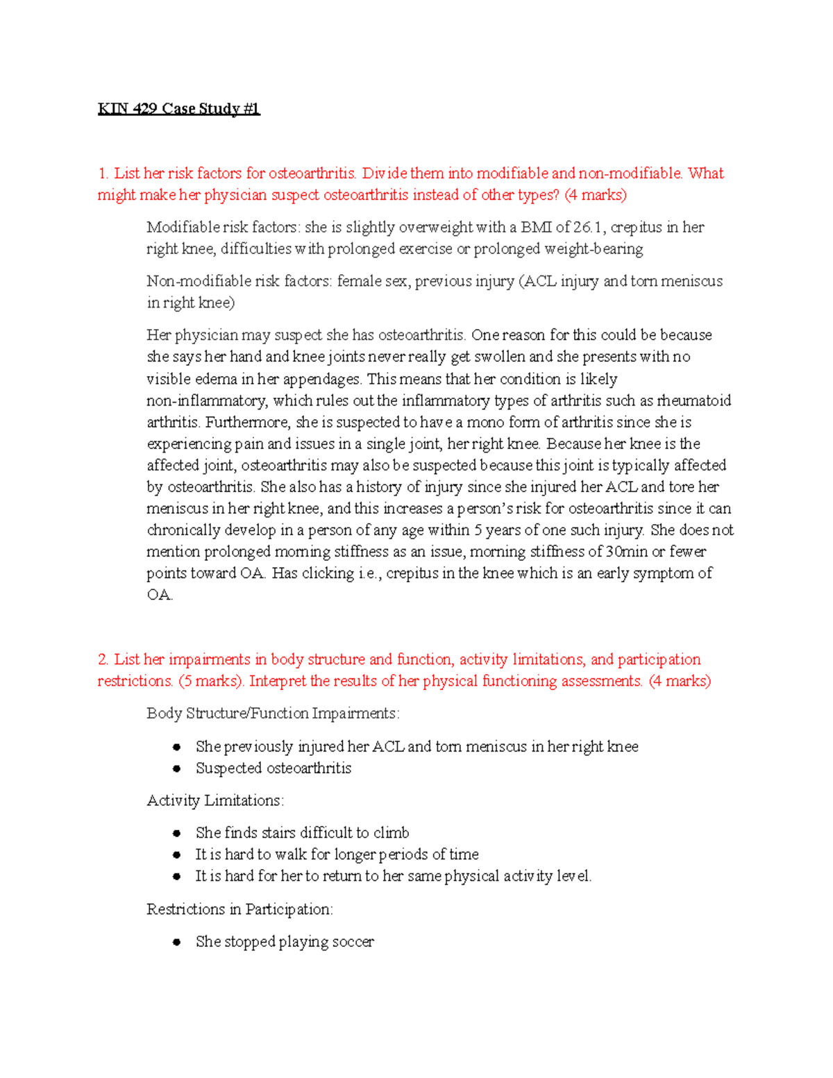 Copy of KIN429 Case Study #1 - KIN 429 Case Study # List her risk ...