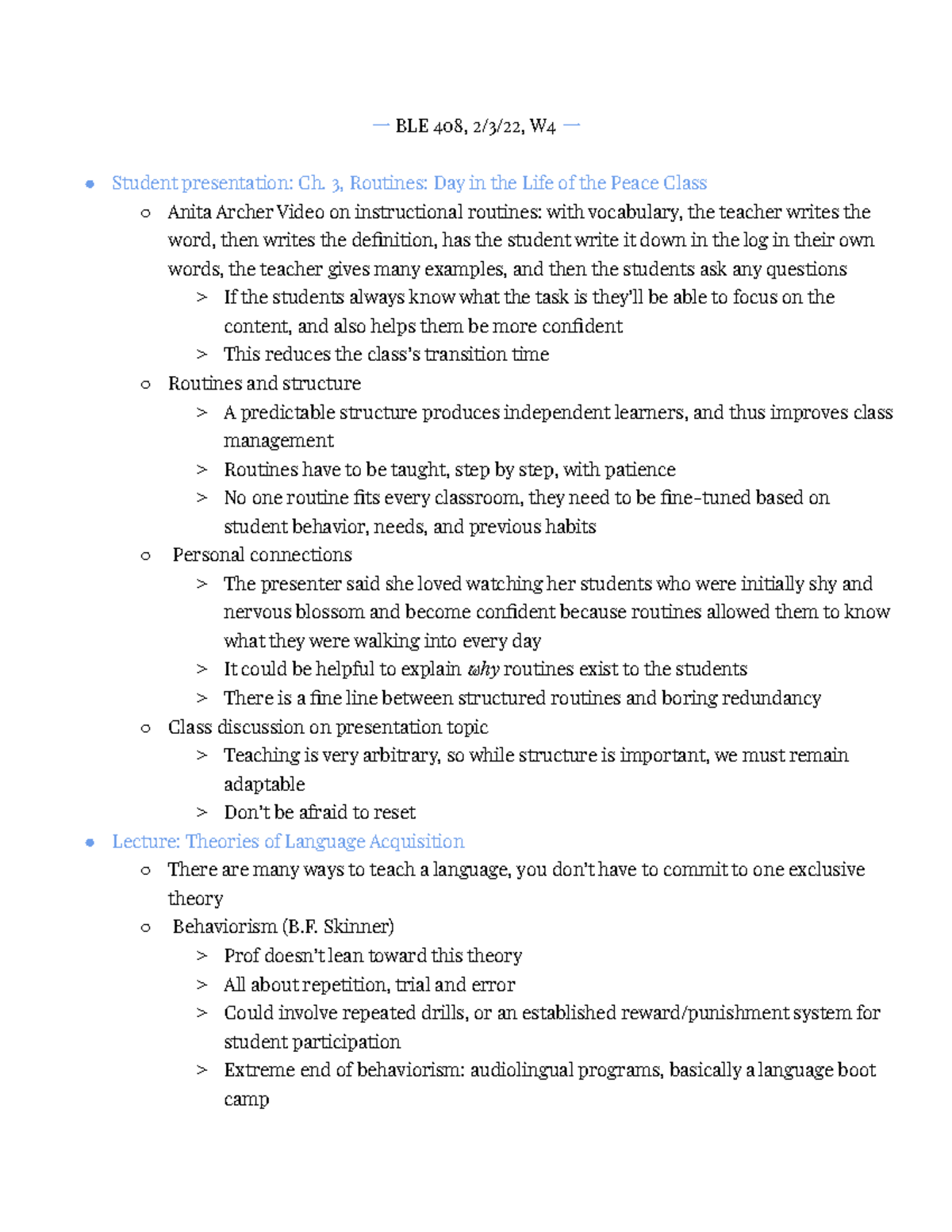 Week 4 Theories Of Language Acquisition - 一BLE 408, 2/3/22, W4一 Student ...