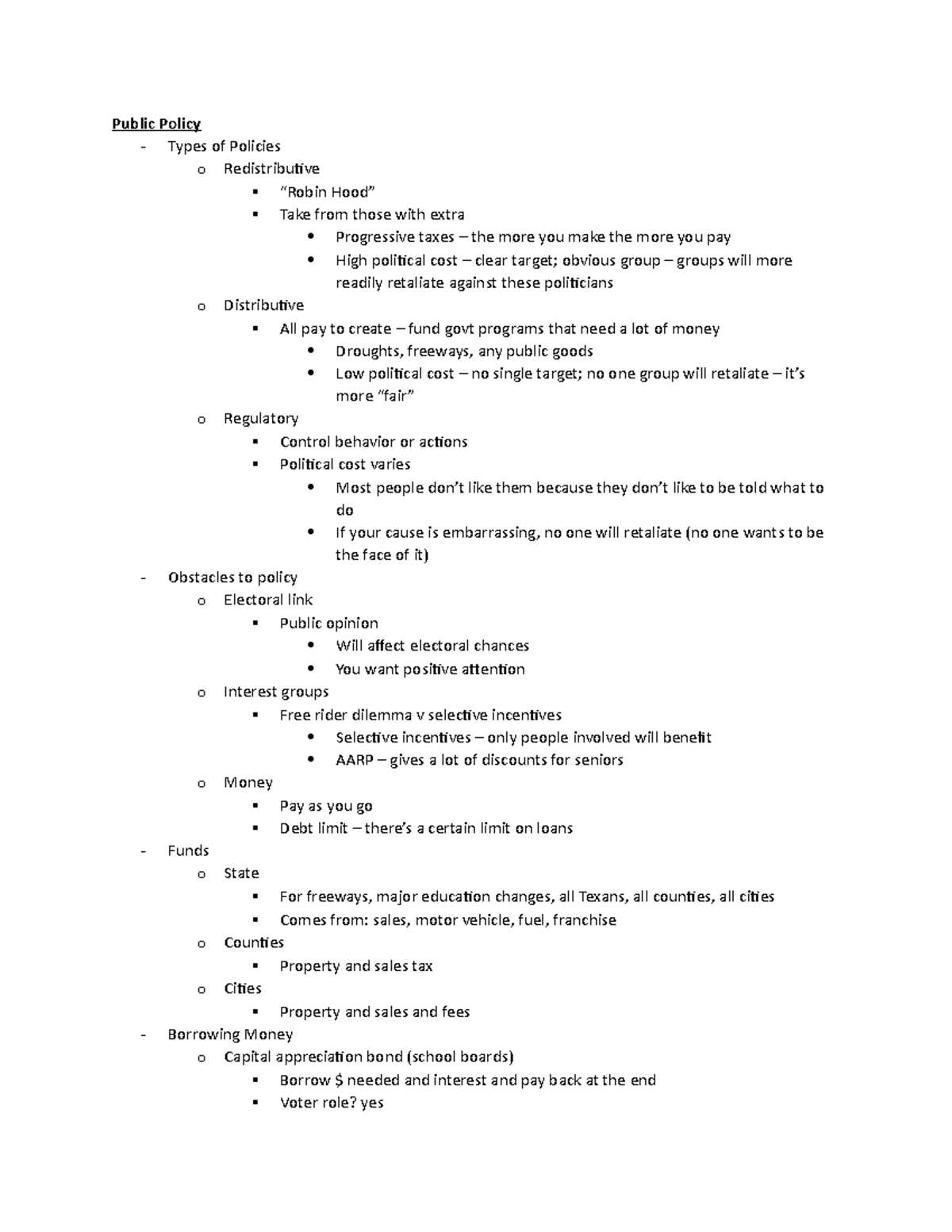 GOVT 2023 - Public Policy - Public Policy - Types of Policies o ...