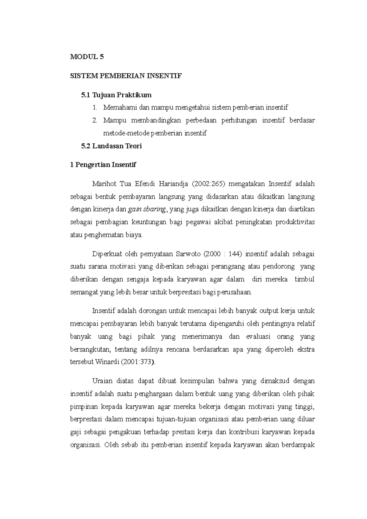 LR Modul 5 Sistem Pemberian Insentif - MODUL 5 SISTEM PEMBERIAN ...