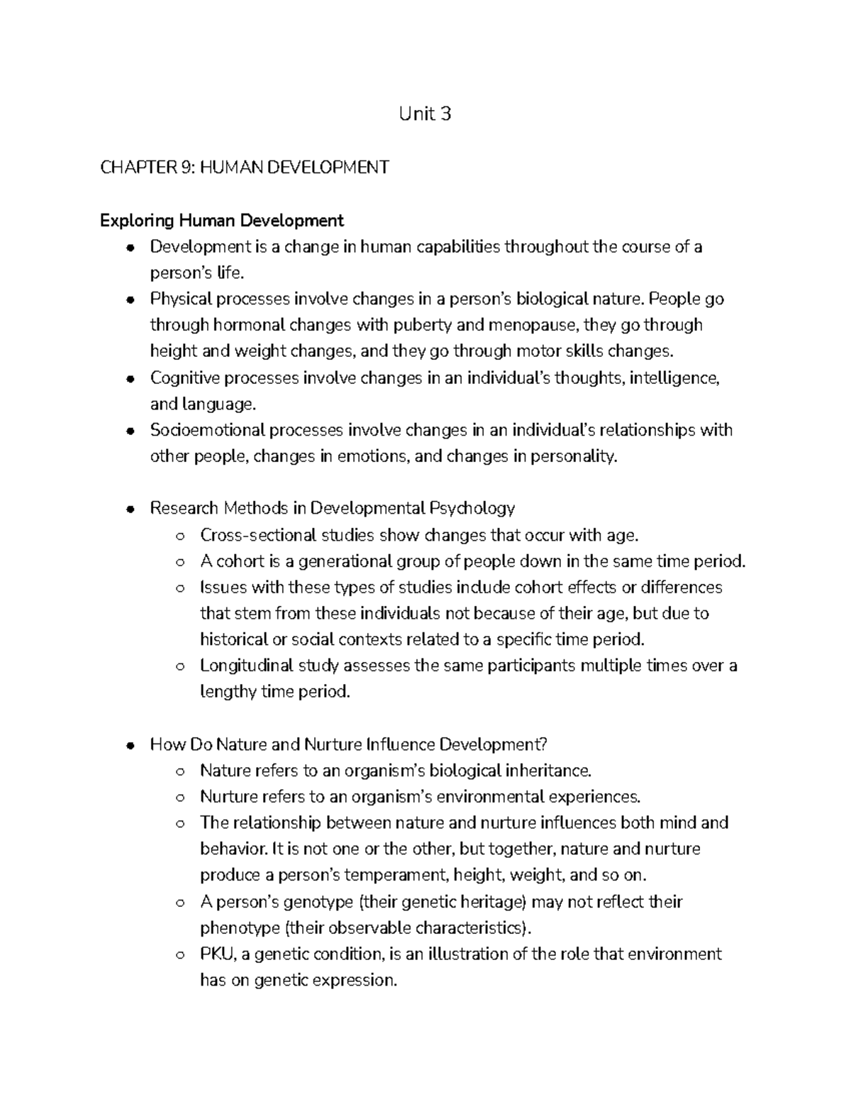 Unit 3 Chapter 9,10,11 - General Psychology Lecture Notes - PSYC 2301 ...