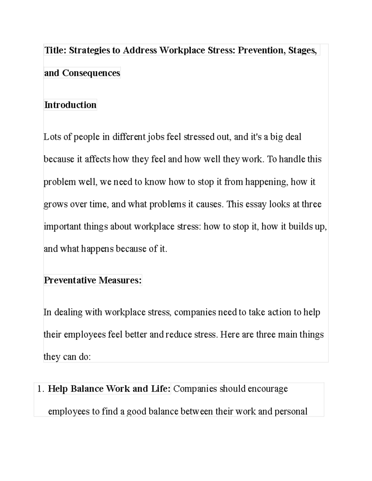 English 118 Stress At Workplace Assignment - Title: Strategies to ...