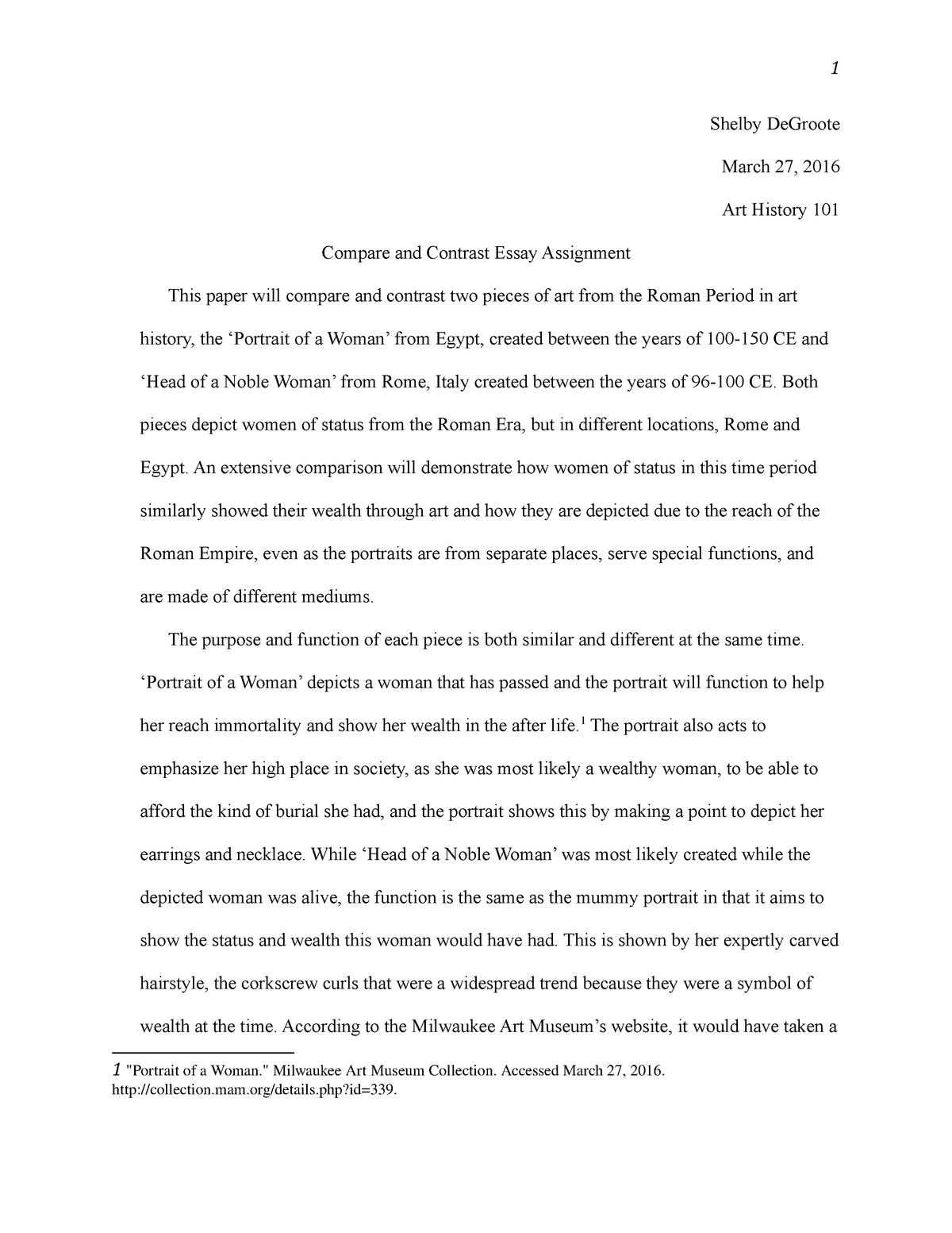 art history compare and contrast essay
