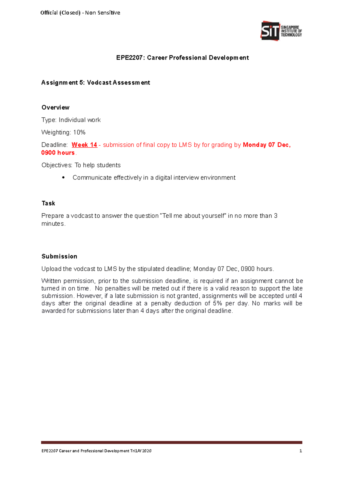 Assignment 5-Vodcast - EPE2207: Career Professional Development ...