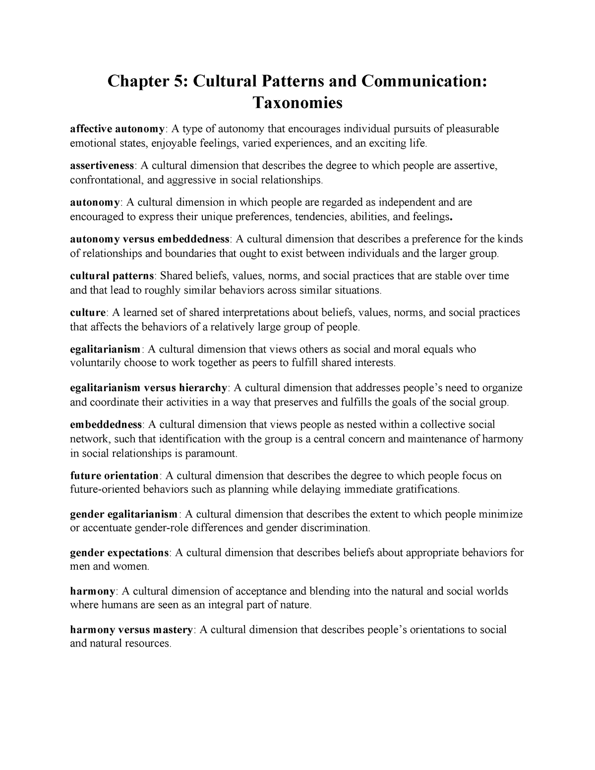 Key Terms For Chapter 5 - Summary Intercultural Communication - Chapter ...