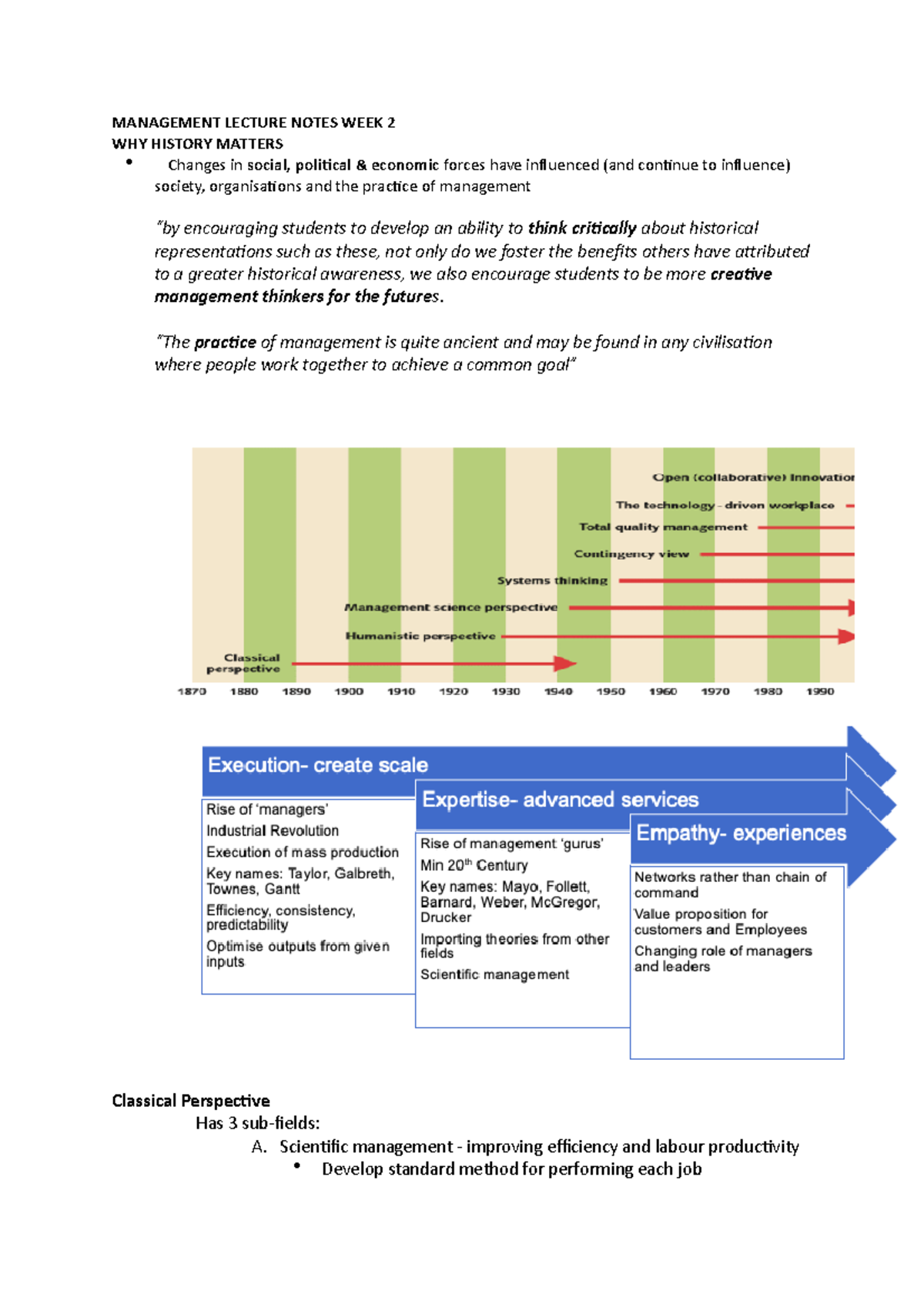 Management Lecture Notes WEEK 2 - MANAGEMENT LECTURE NOTES WEEK 2 WHY ...