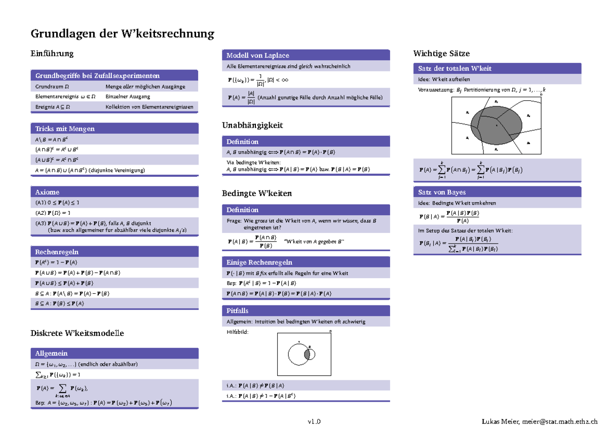 Wahrscheinlichkeitsrechnung - Übersicht - Grundlagen Der W ...