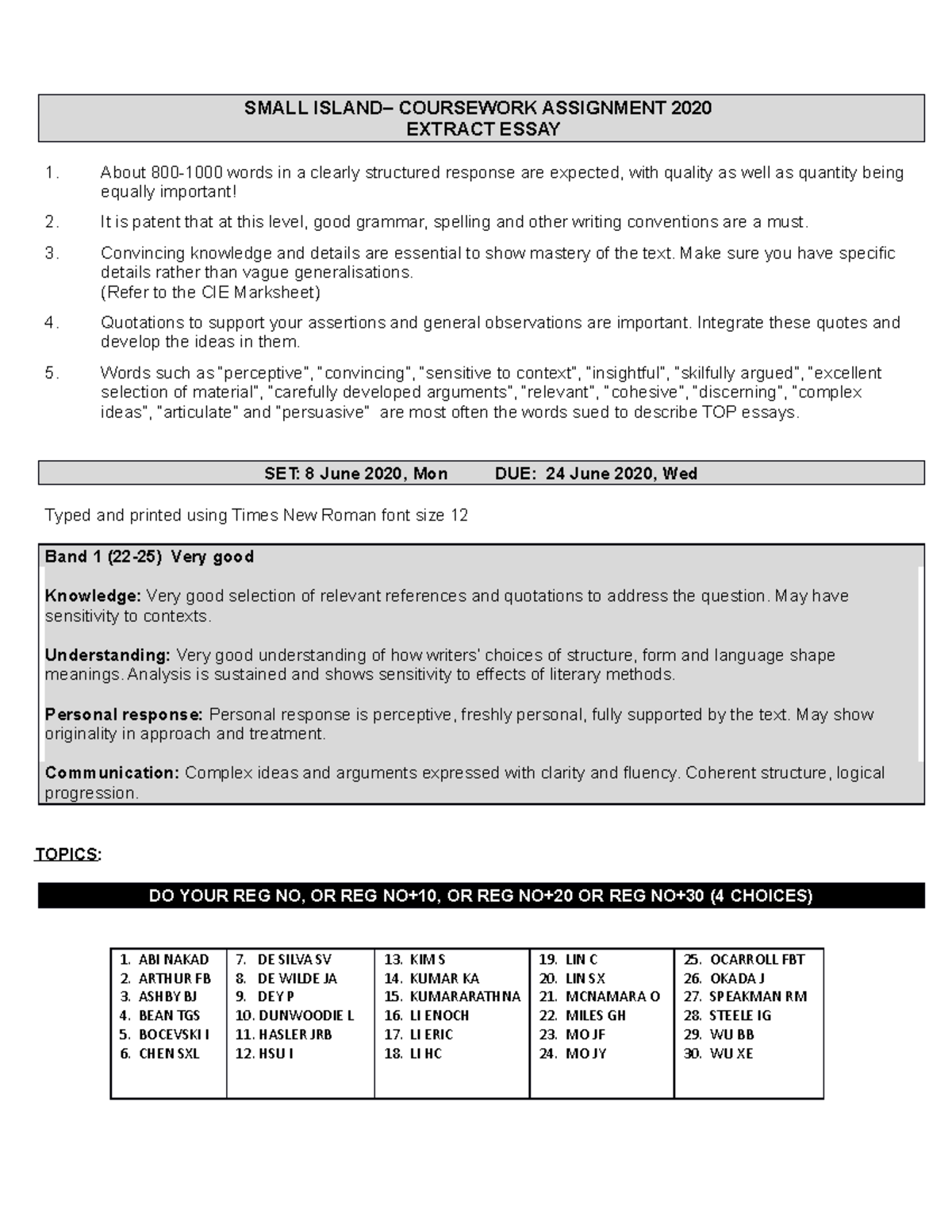 Extract Essay questions on Small Island 2020 - SMALL ISLAND– COURSEWORK ...