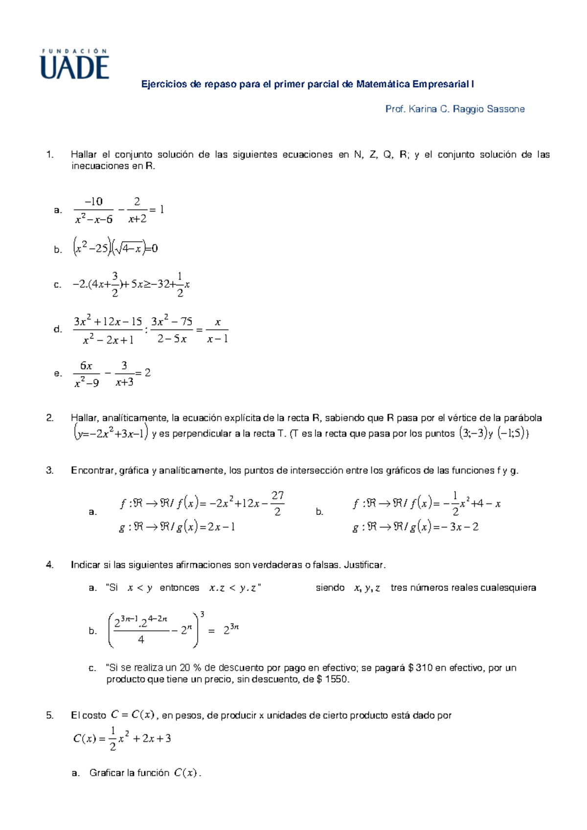 Ejercicios de repaso - Primer parcial de MEI - 2° Cuatrimestre ...
