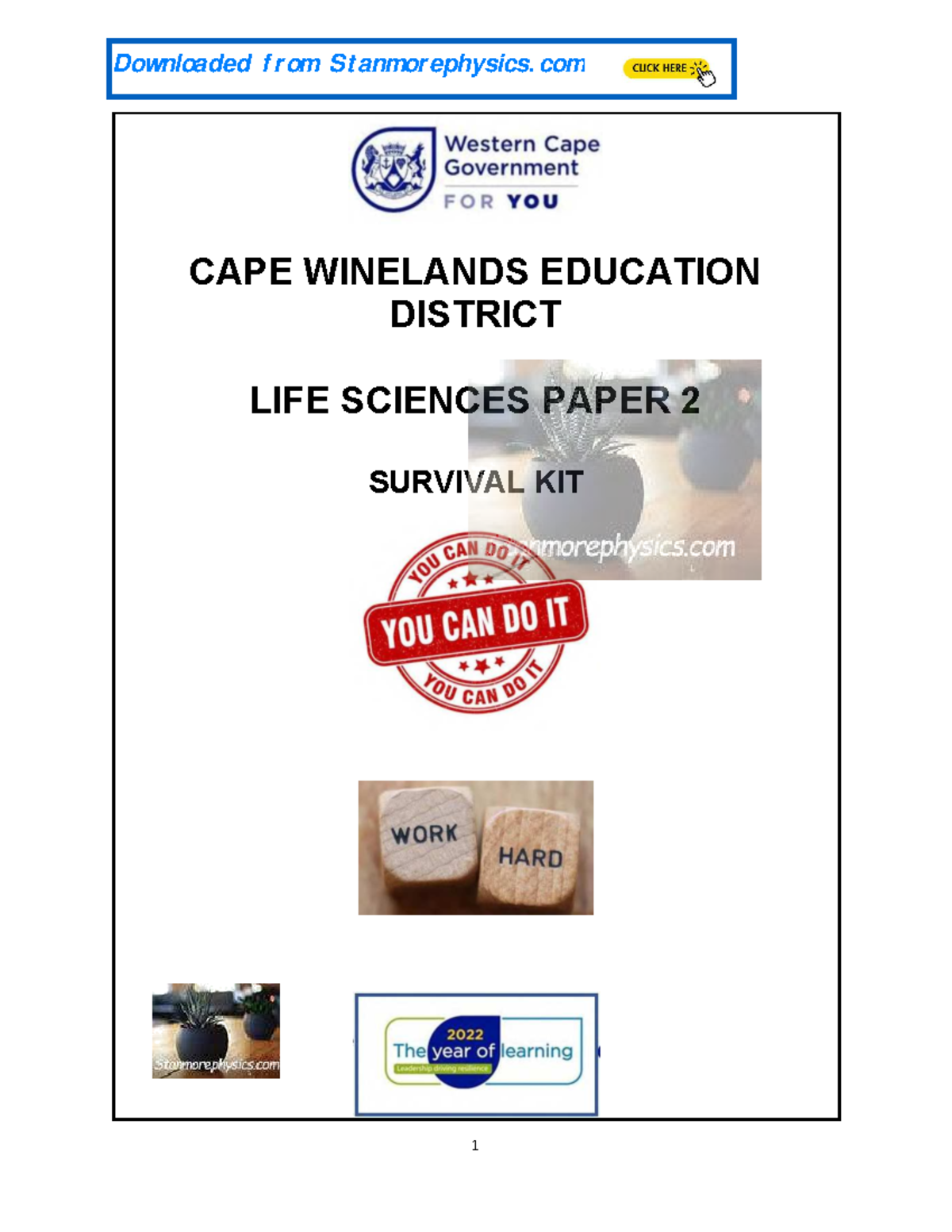 Life Sciences Grade 12 Survival Kit Paper 2 CAPE WINELANDS EDUCATION