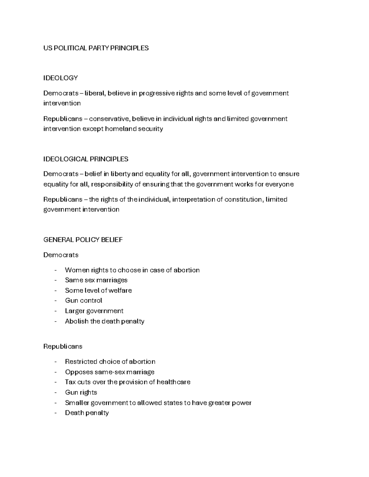 US Political Party Principles - US POLITICAL PARTY PRINCIPLES IDEOLOGY ...