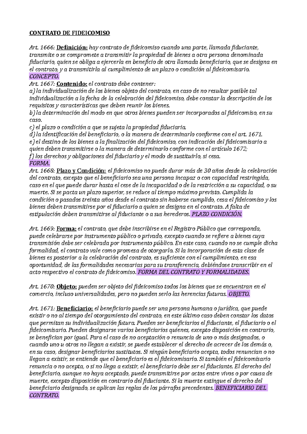 Contrato de Fideicomiso - CONTRATO DE FIDEICOMISO Art. 1666: Definición:  hay contrato de fideicomiso - Studocu