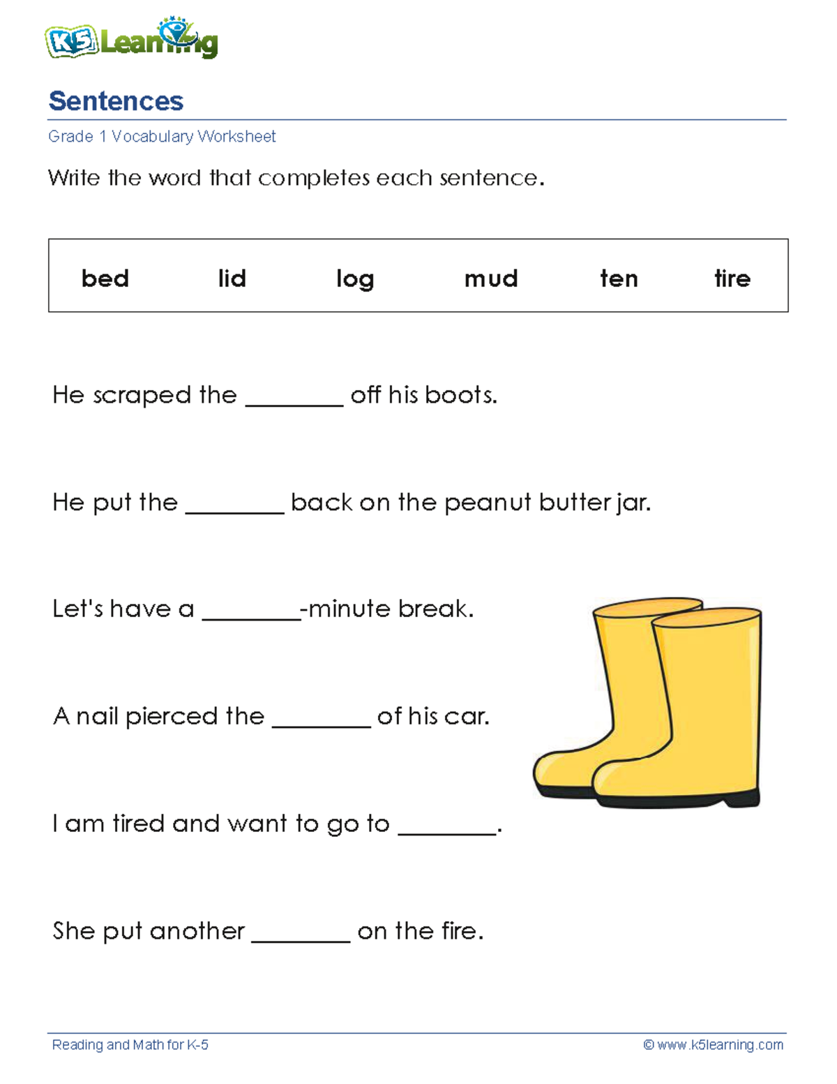 Garde 2 Worksheet - Practice - Write the word that completes each ...