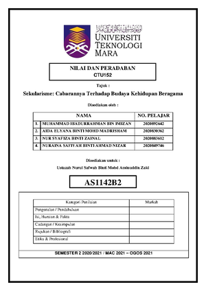 Kertas Kerja Kumpulan - CTU152 - UNIVERSITI TEKNOLOGI MARA TAPAH CAMPUS ...