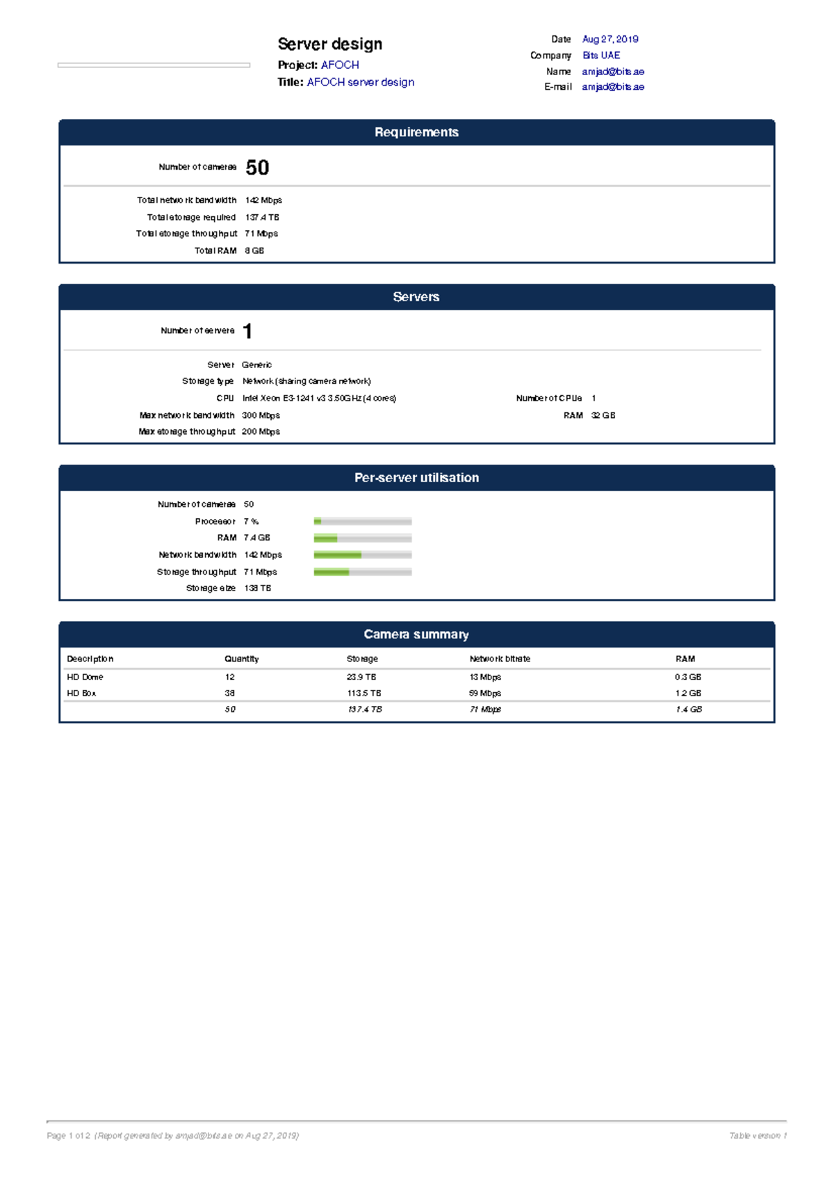 Storage Calculation - Server design Project: AFOCH Title: AFOCH server ...