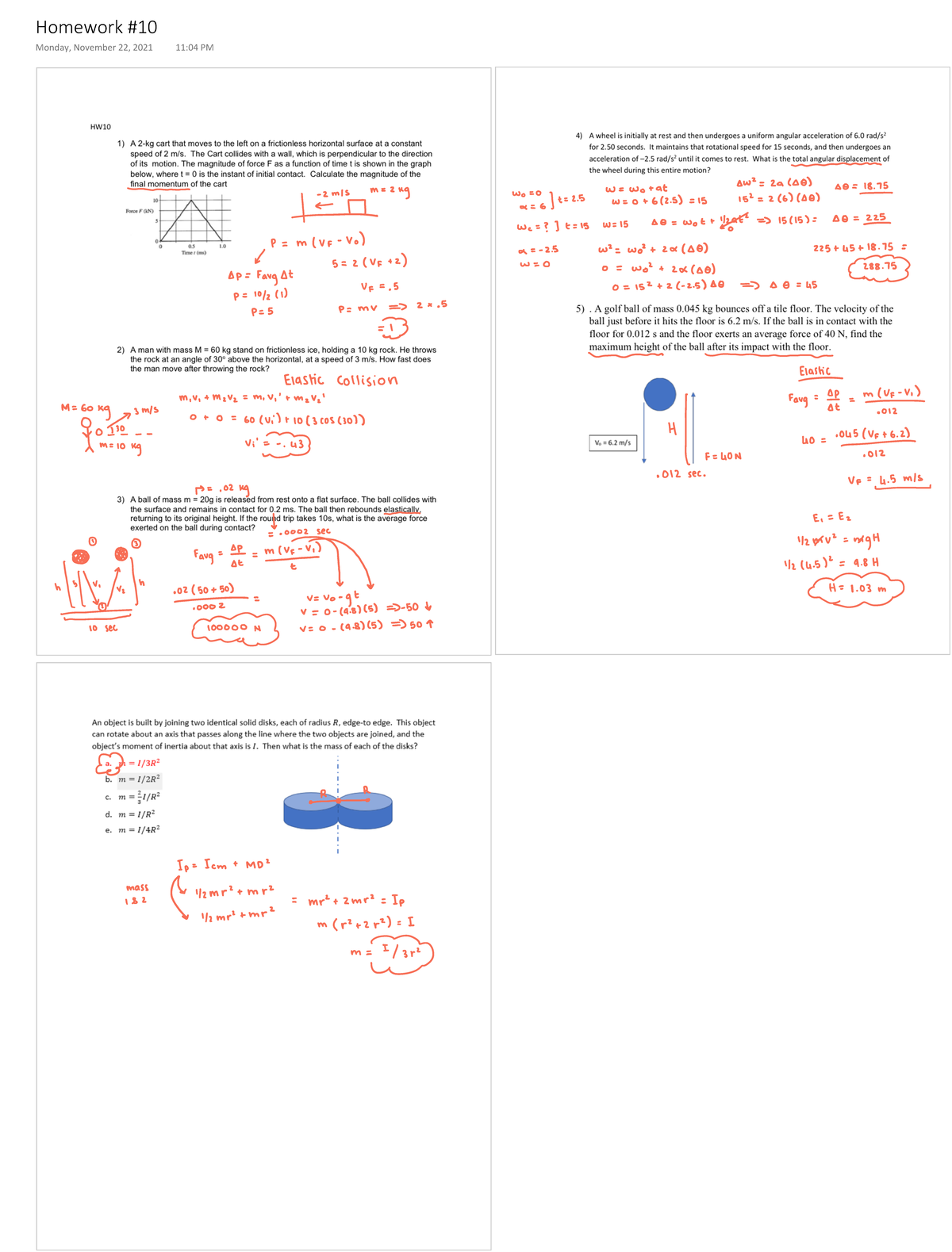 Homework 10 (PHYS 161) - PH 161 - Homework Monday, November 22, 2021 11 ...