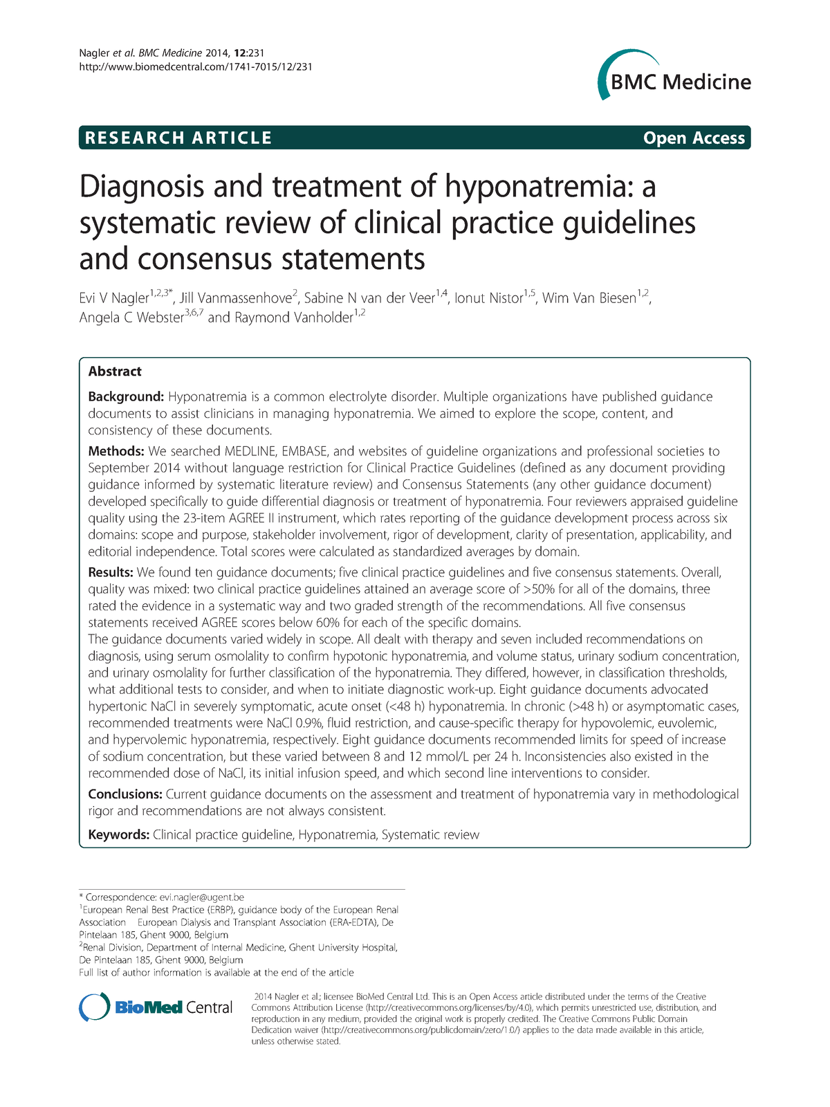 Diagnóstico y manejo de hiponatremia, Revisió Sistemática - R E S E A R ...