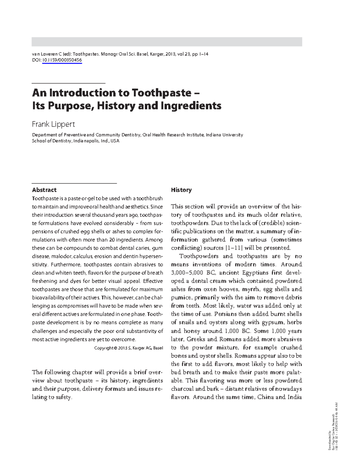 Toothpastes 001014An Introductionto Toothpaste Its Purpose Historyand