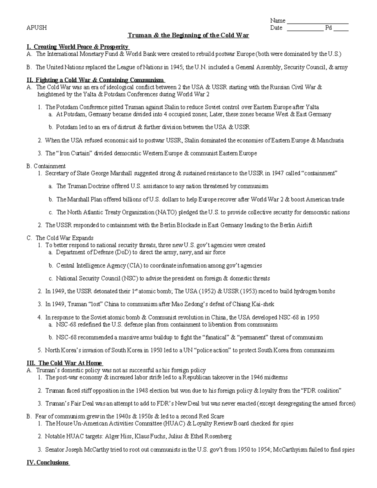 5+Truman+&+the+Cold+War Name ____________________ APUSH Date