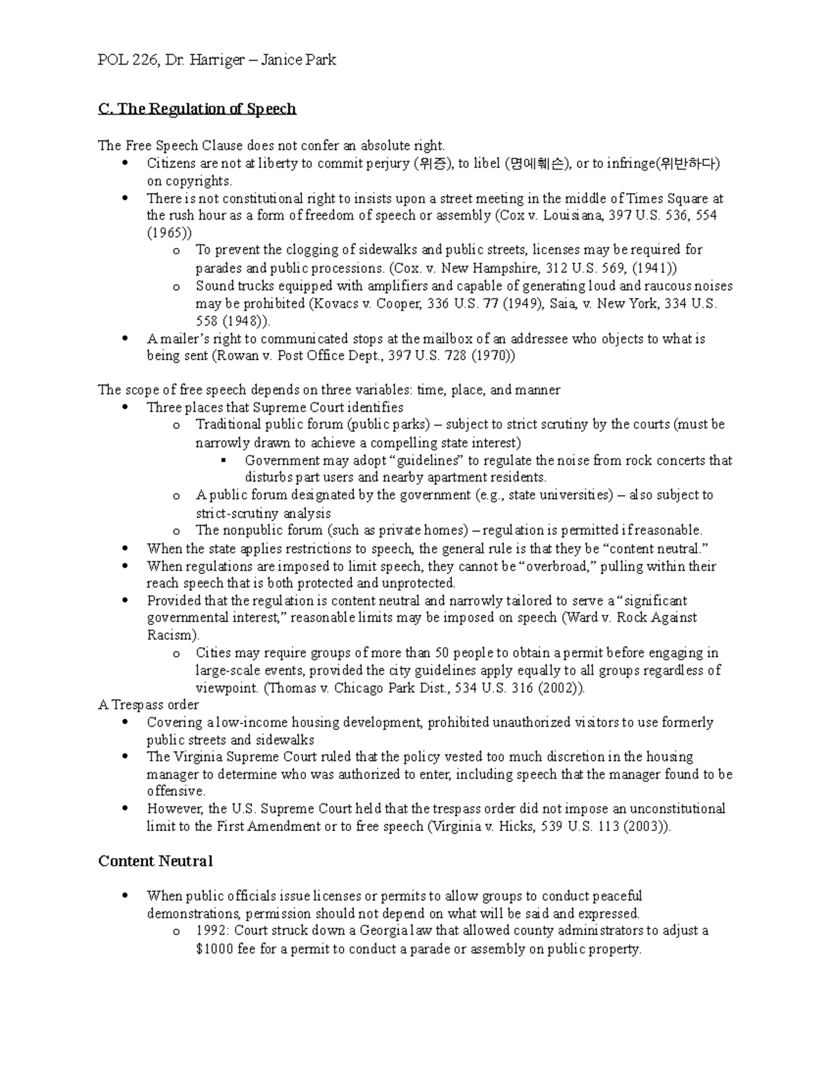 F & H, p. 467 It's a case brief that everyone has to write and turn
