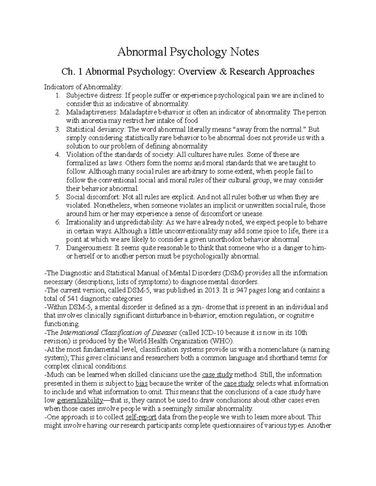 abnormal psychology topics for research paper