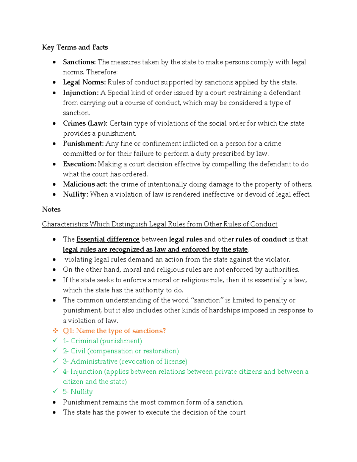 Ch3 Summary for chapter 3 An Introduction to Law Key Terms and
