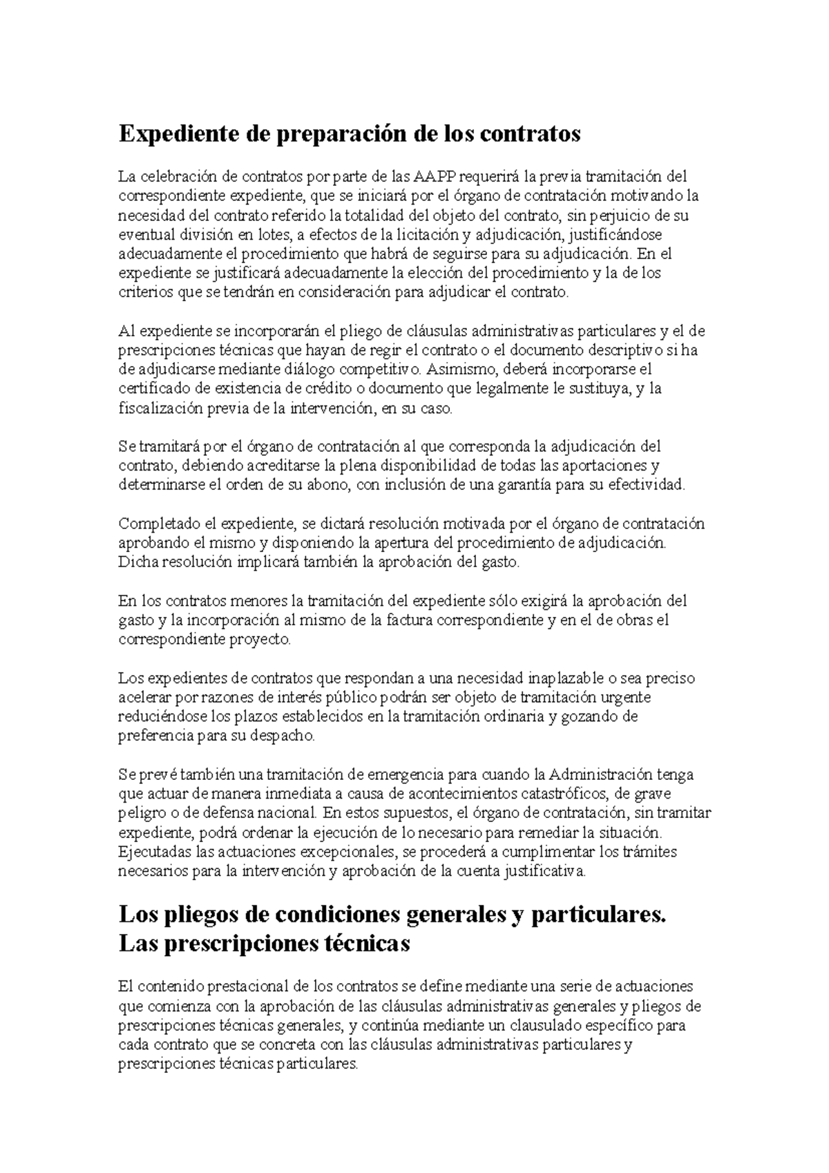 Preparación y adjudicación de los contratos - Expediente de preparación ...
