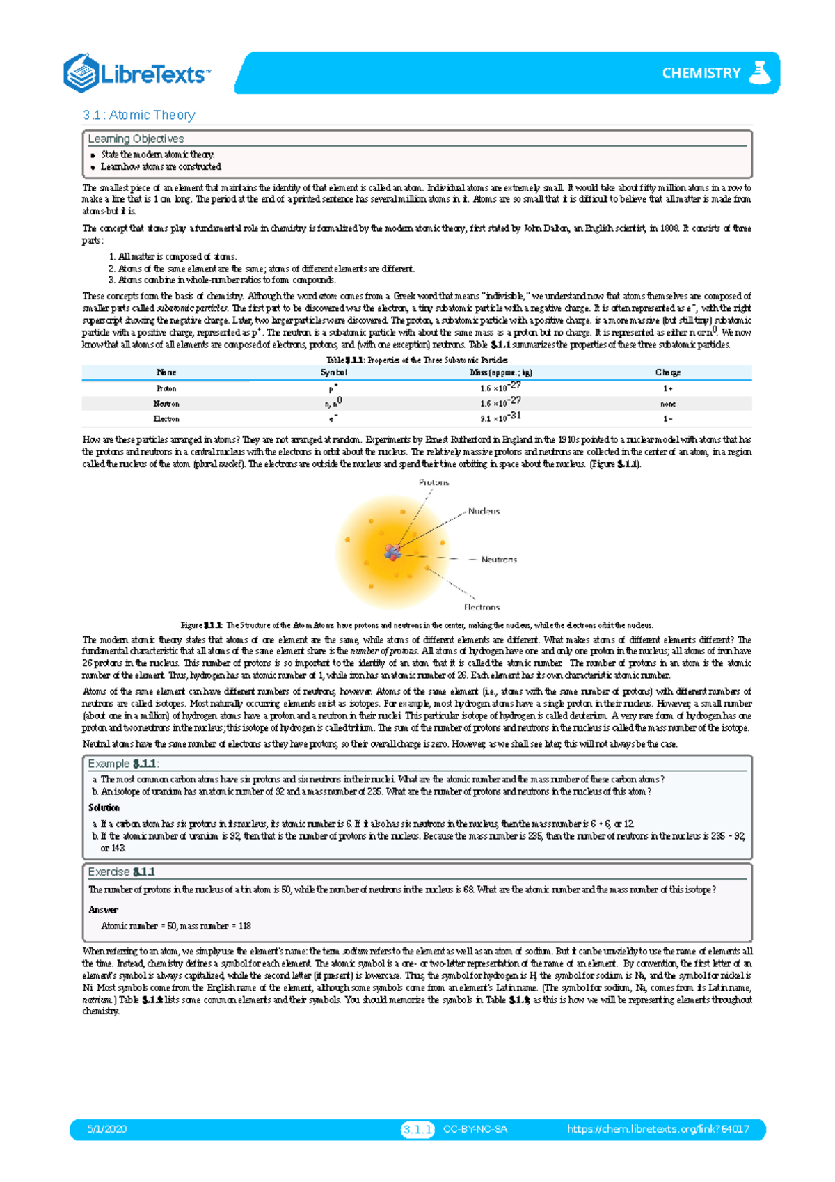 3 - Atomic_Theory - 3: Atomic Theory Learning Objectives State the modern  atomic theory. Learn how - StuDocu