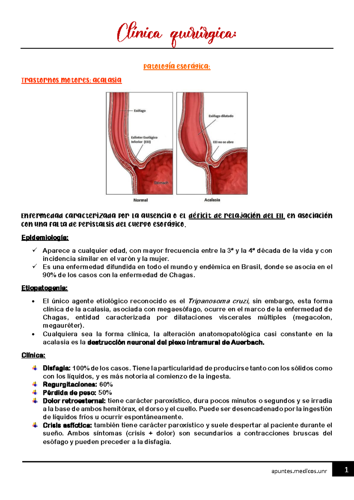 Patología esofágica - Resumen de cirugia general - Patología esofágica ...