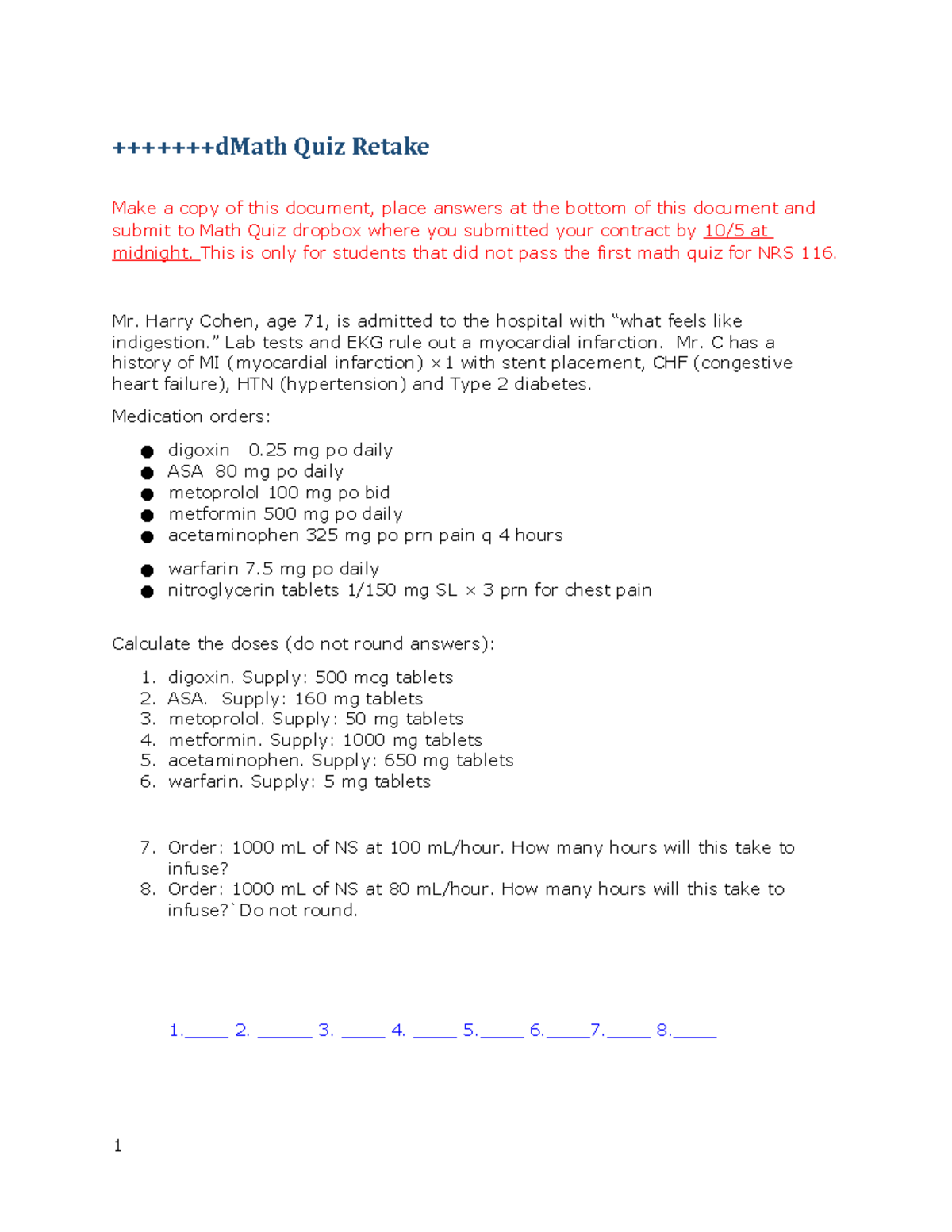 Math Quiz Retake - Math - +++++++dMath Quiz Retake Make a copy of this ...