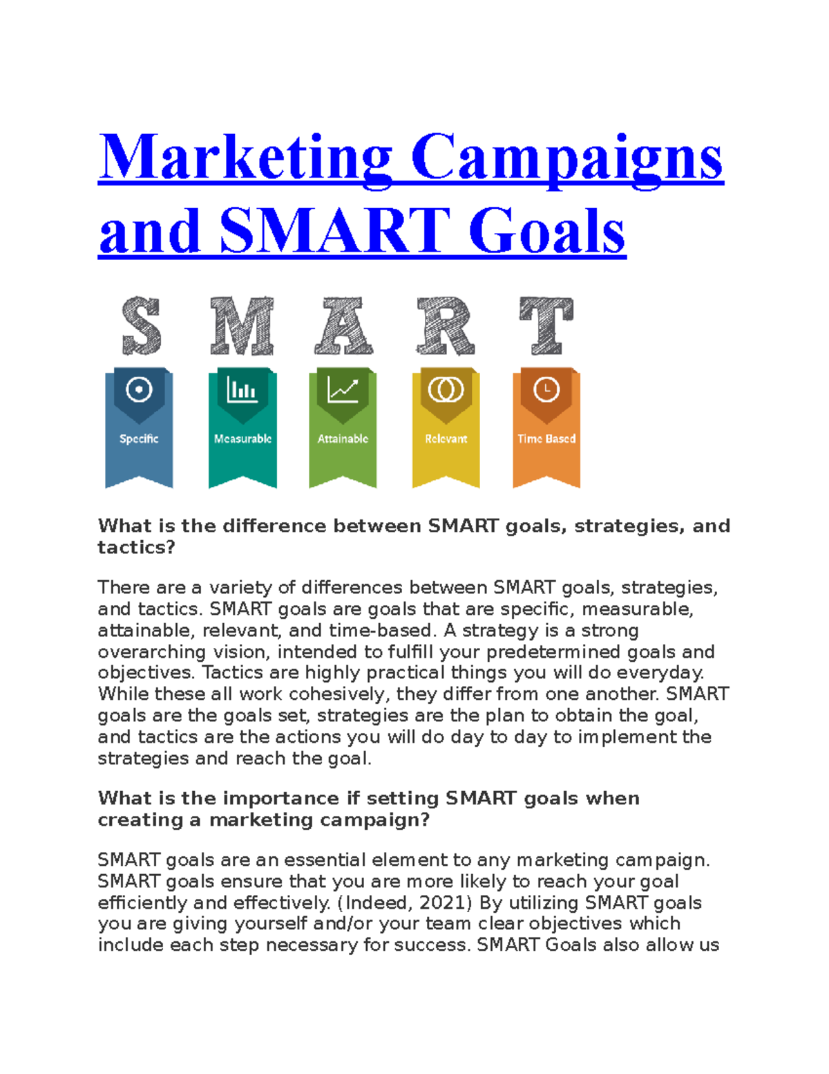 MKT 229 Blog - MKT 229 Blog - Marketing Campaigns and SMART Goals What ...