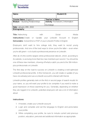 Homework 1 Advanced English Repaso de ingles basico - Ingles Avanzado ...