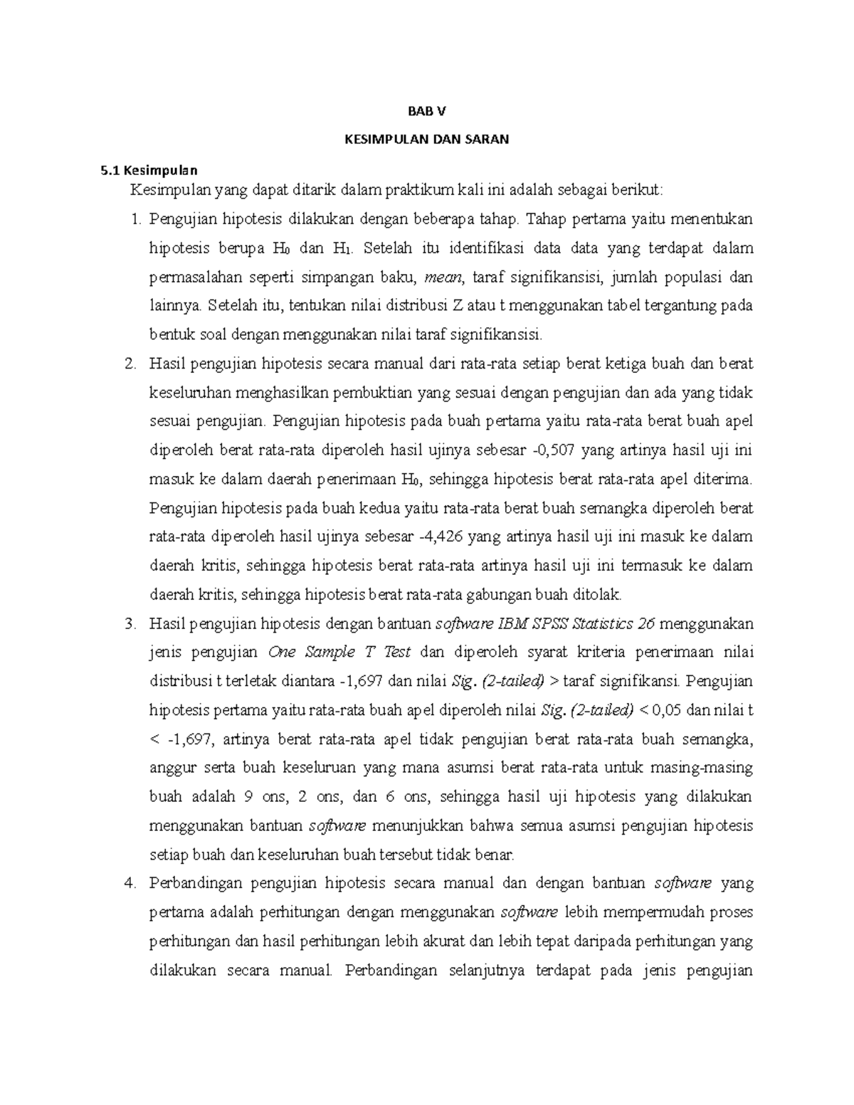 BAB 5 Modul 2 Pengujian Hipotesis - BAB V KESIMPULAN DAN SARAN 5 ...