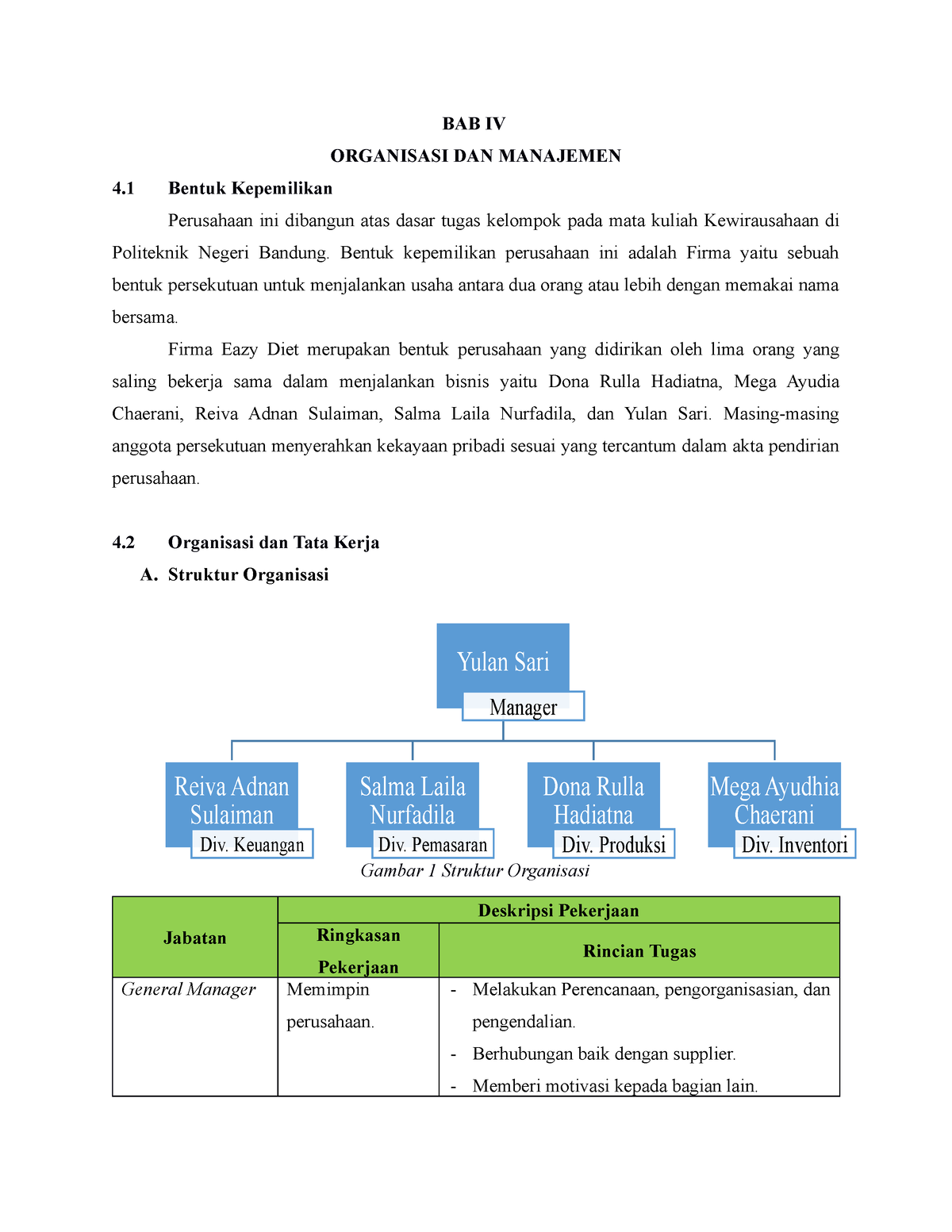 Peoject Selling - BAB IV Organisasi Dan Manajemen - BAB IV ORGANISASI ...