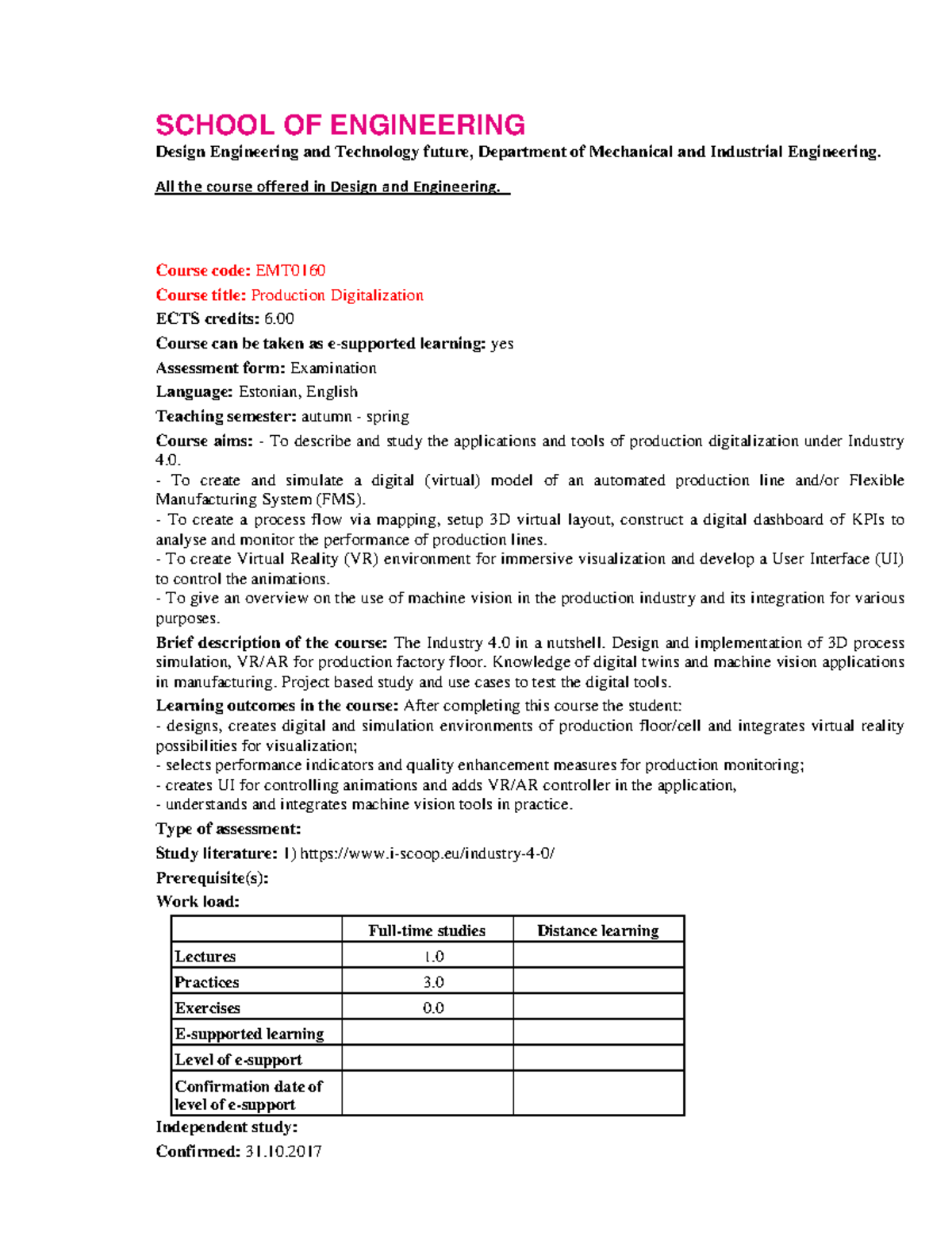 Design and Technology course offered - SCHOOL OF ENGINEERING Design ...