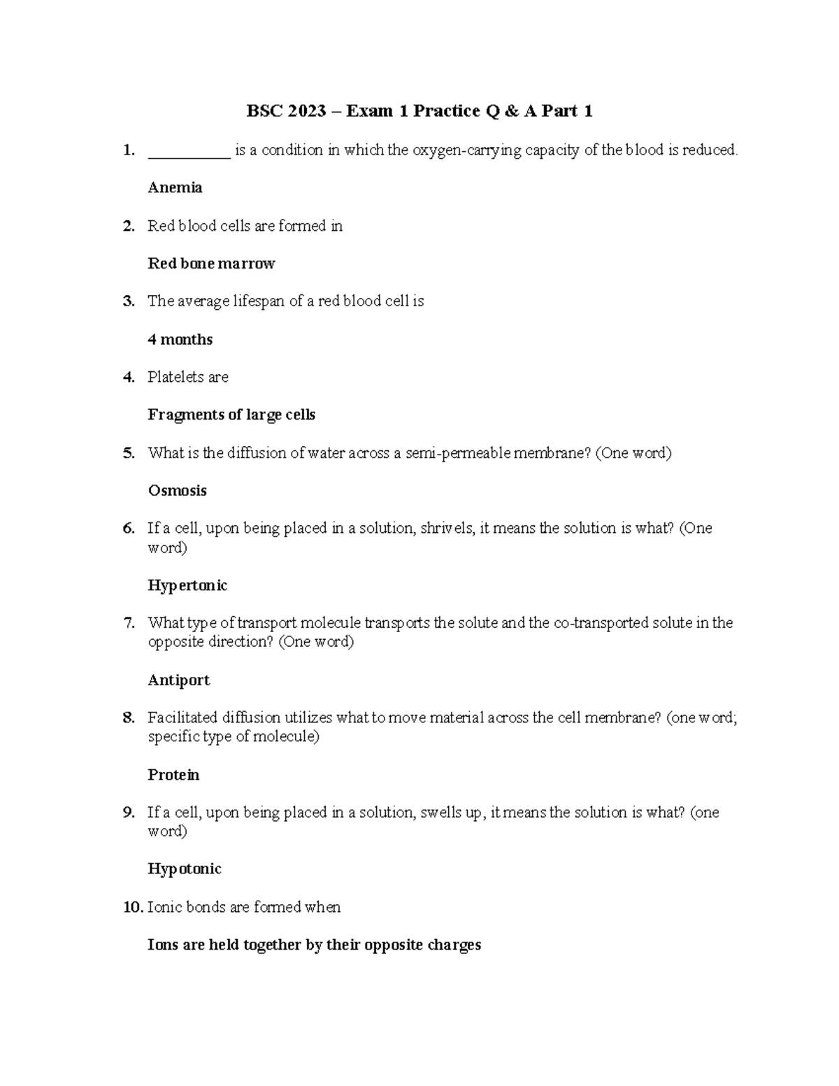 BSC 2023 Exam Practice Questions And Answers - BSC 2023 – Exam 1 ...