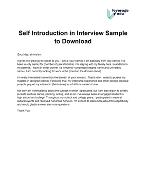self introduction sample