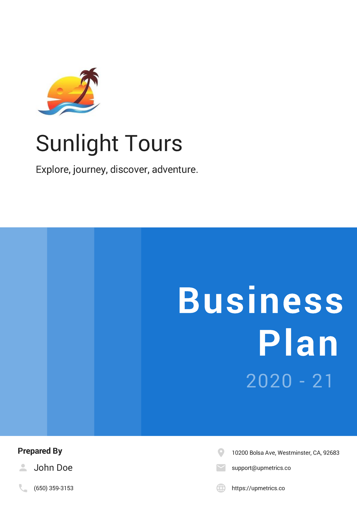 travel agency business plan cover page