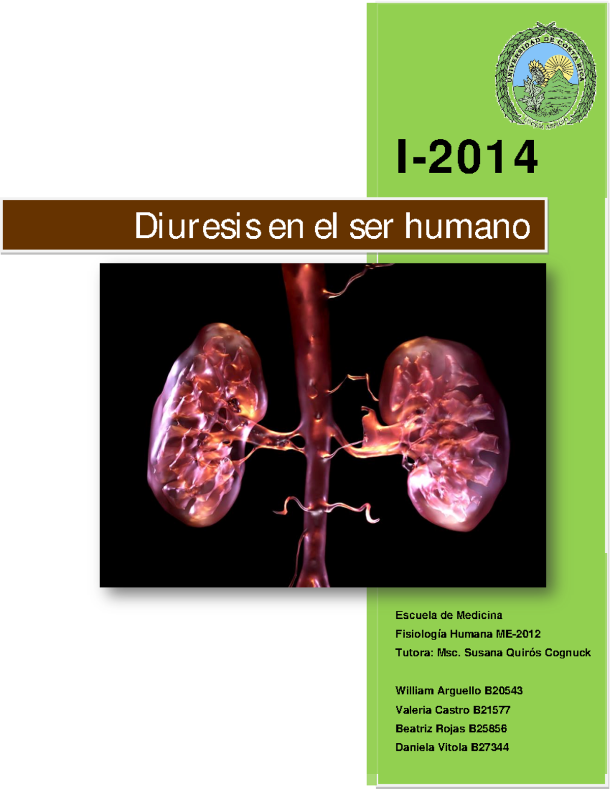 Diuresis en el ser humano I2014 Diuresis en el ser humano Escuela de