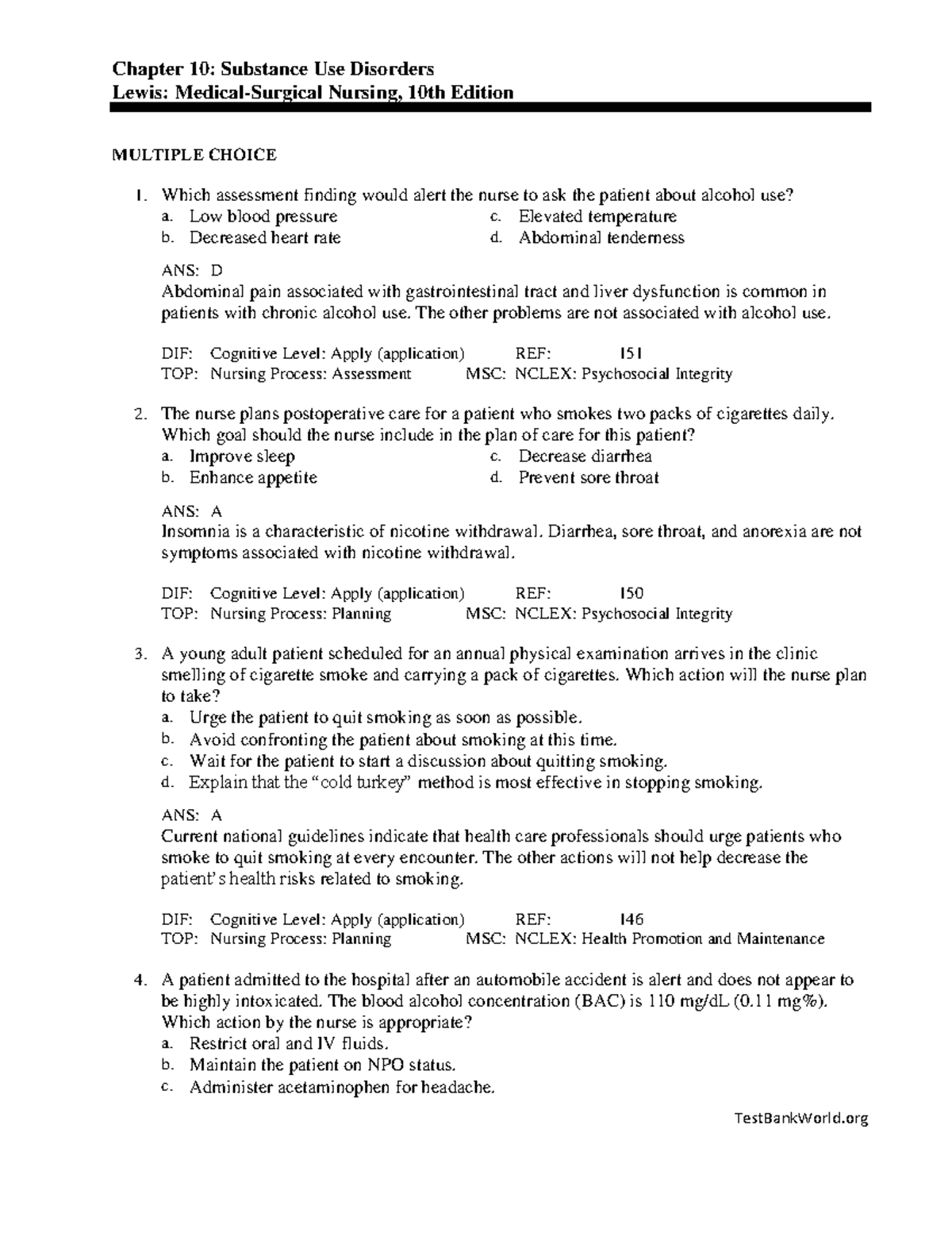 CH 10 Substance Use Disorders - Chapter 10: Substance Use Disorders ...