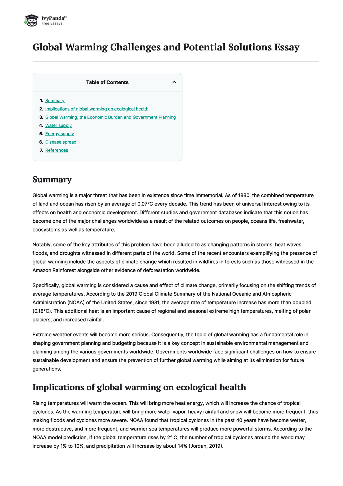 global challenges essay