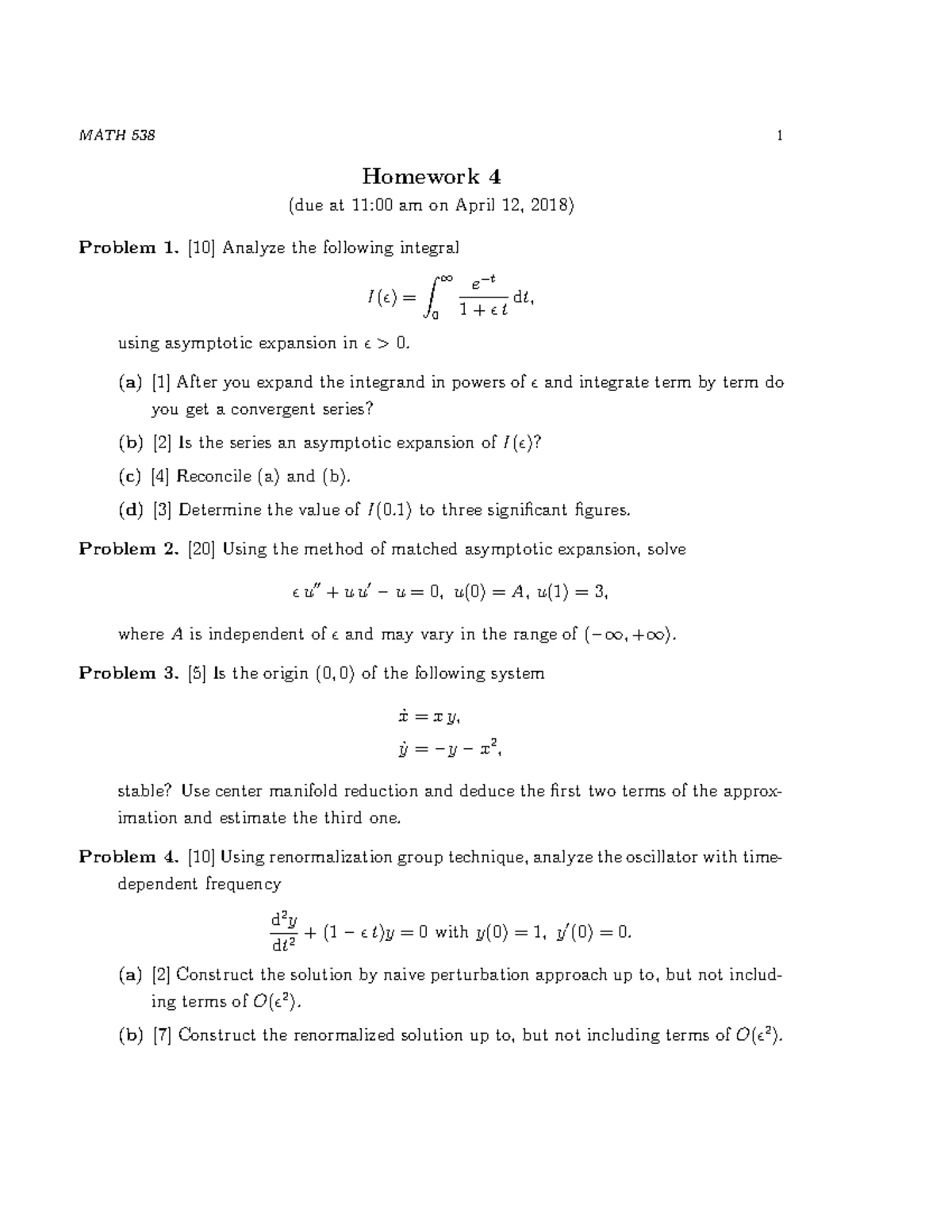 Hw4 - hhhhhh - MATH 538 1 Homework 4 (due at 11:00 am on April 12, 2018 ...