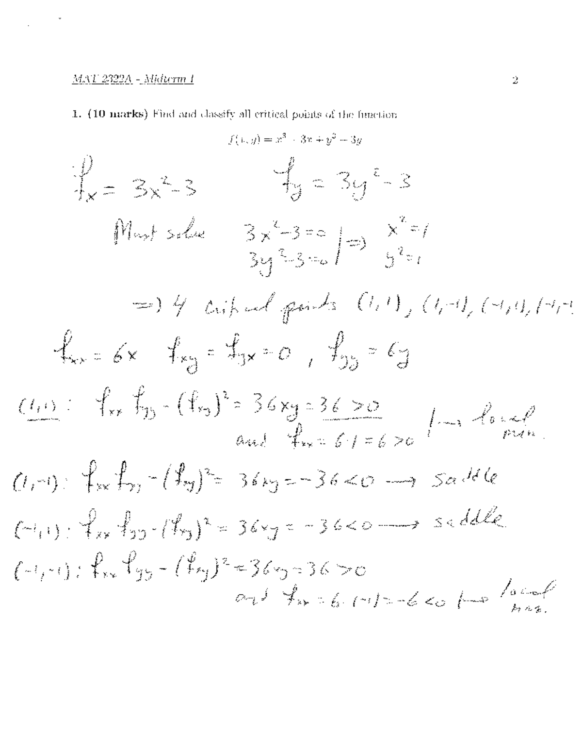 MIDTERM 1 2015, questions and answers - 23224 Midterm I N) 1. (10 marks ...